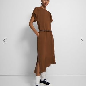 NWT Theory Brown Asymmetrical Midi Dress